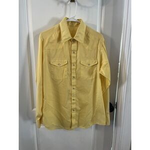 Jason By Fantasia Shirt Mens Size Large Yellow Pearl Snap Button Up